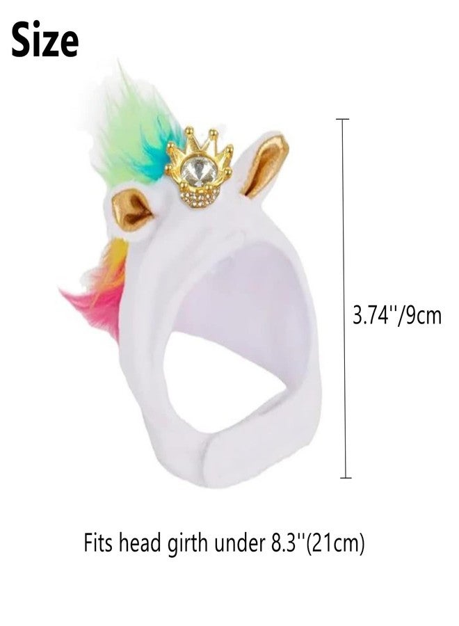 WCDJOMOP Lizard Hat for Bearded Dragon - Soft Fuzzy Plush Cap with Adjustable Chin Strap & Crown Decor Reptile Headwear Halloween Costume Outfit Photo Props for Gecko Chameleon Amphibians Snake Hamster (White) - Image 2
